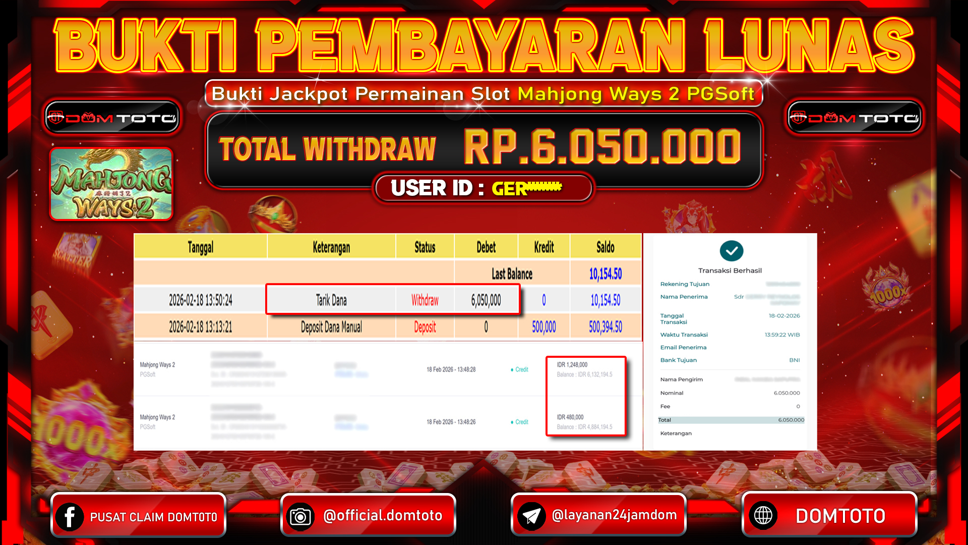 JACKPOT SLOT Mahjong Ways 2 PGSoft 18 FEBRUARI 2026